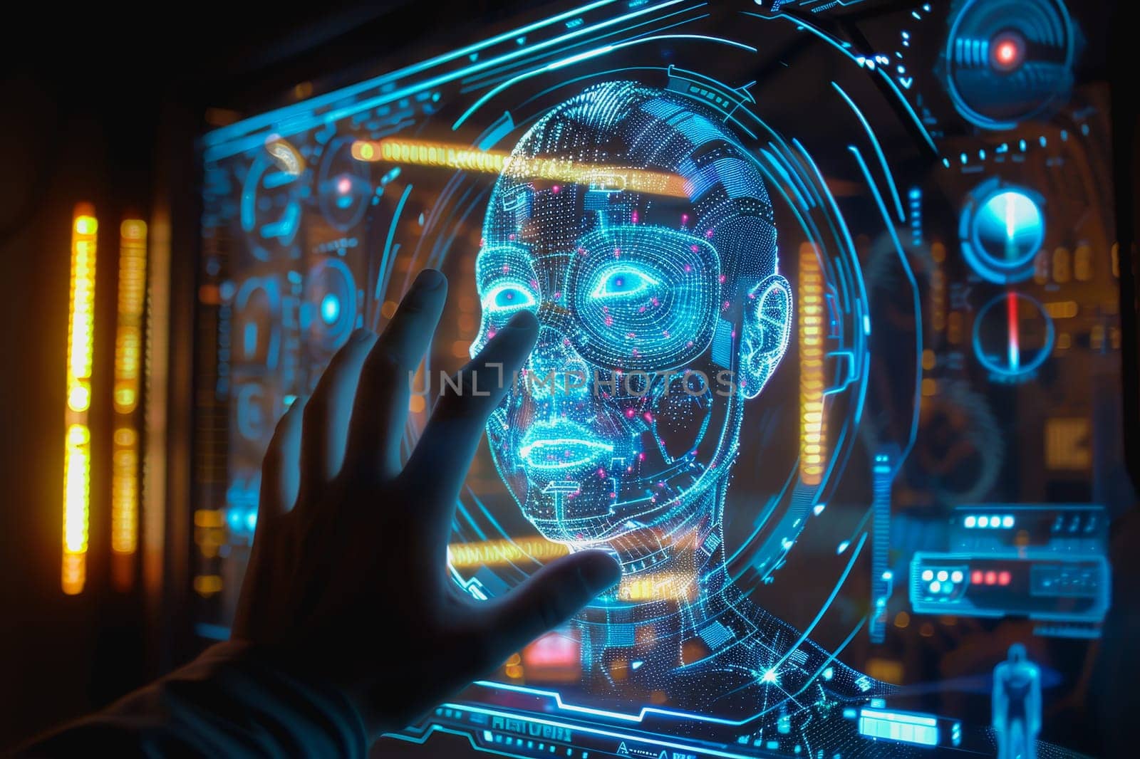 Hand touch Holographic User Interface, Digital and Innovation Technology by Manastrong