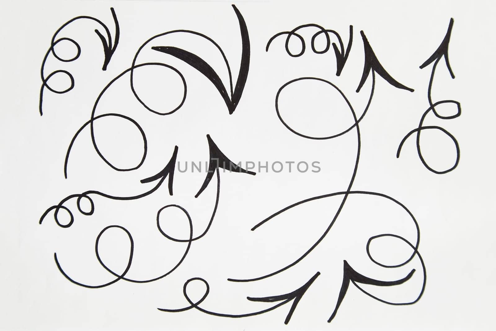 Modern abstract art set of arrows on white background. Hand Drawing of arrows in an artistic style by keleny