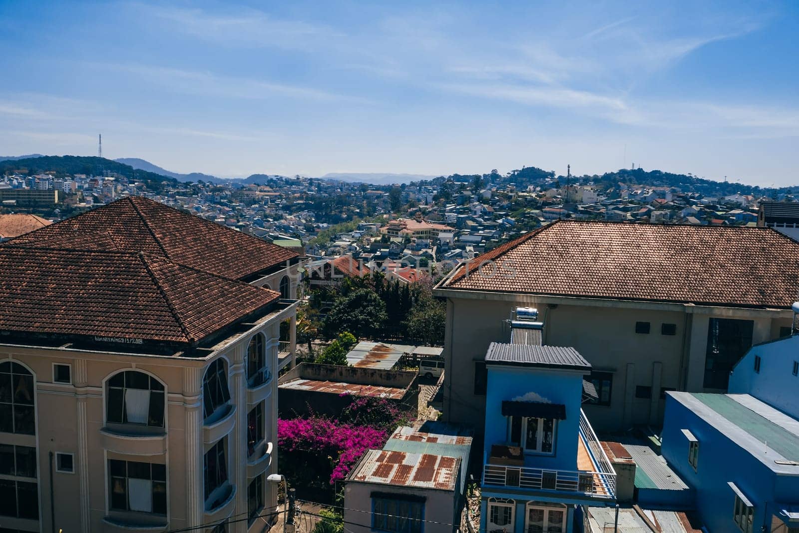 DA LAT, VIETNAM - MARCH 9, 2017: A view of the Dalat city in Vietnam out the Hang Nga Guest House