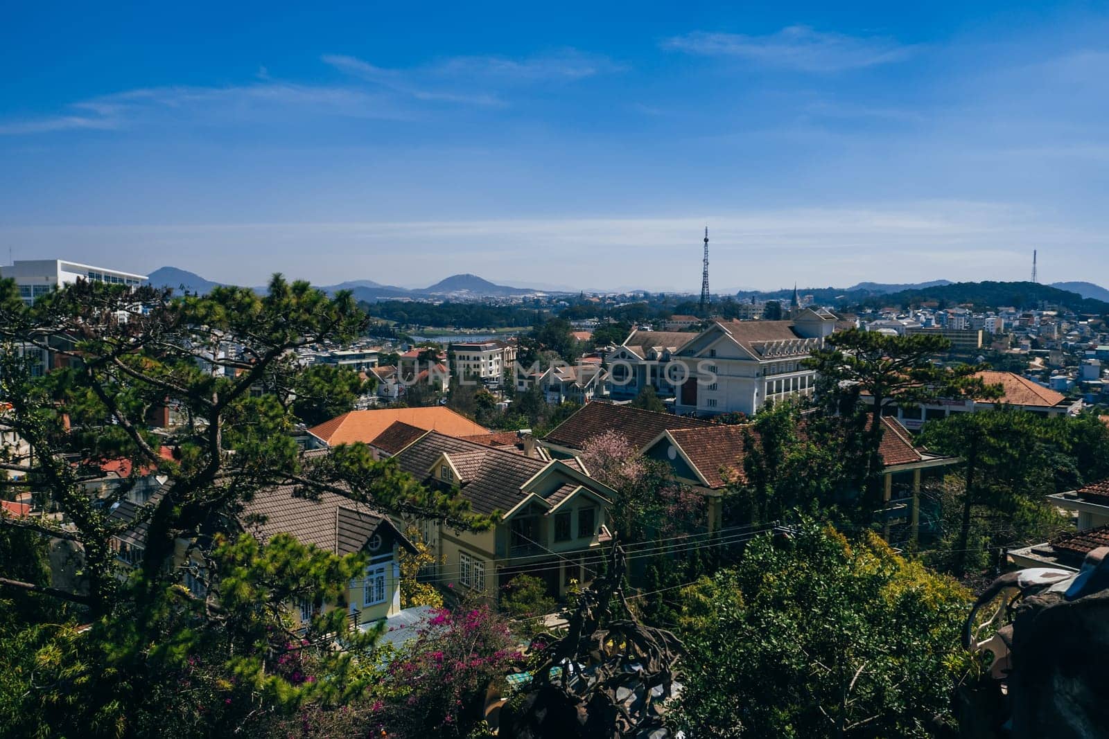 DA LAT, VIETNAM - MARCH 9, 2017: A view of the Dalat city in Vietnam out the Hang Nga Guest House