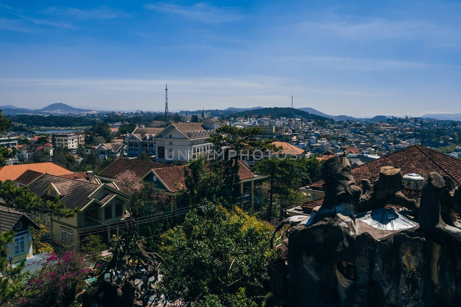 DA LAT, VIETNAM - MARCH 9, 2017: A view of the Dalat city in Vietnam out the Hang Nga Guest House