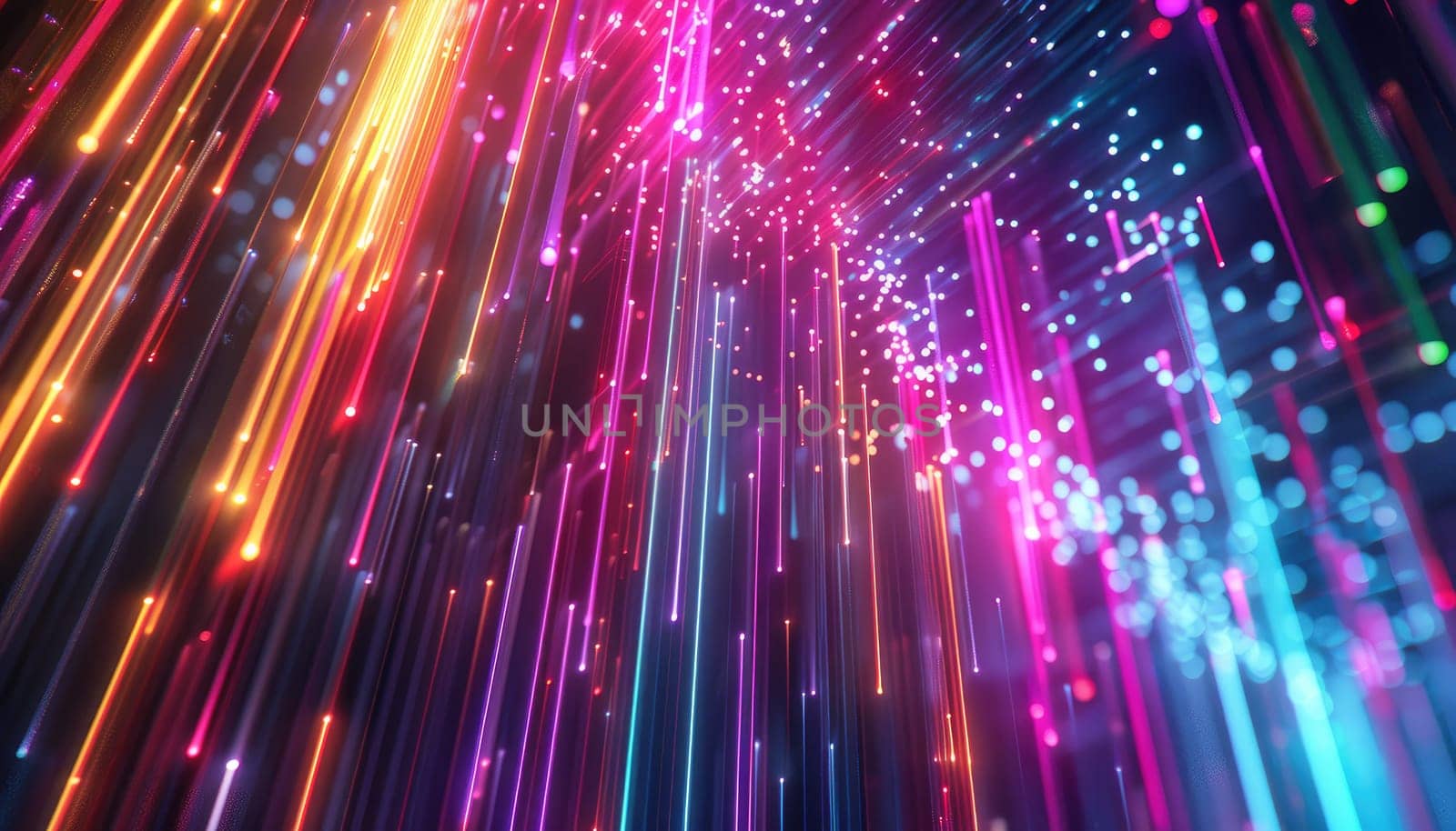 A colorful, neon light display with a purple and green stripe by AI generated image.