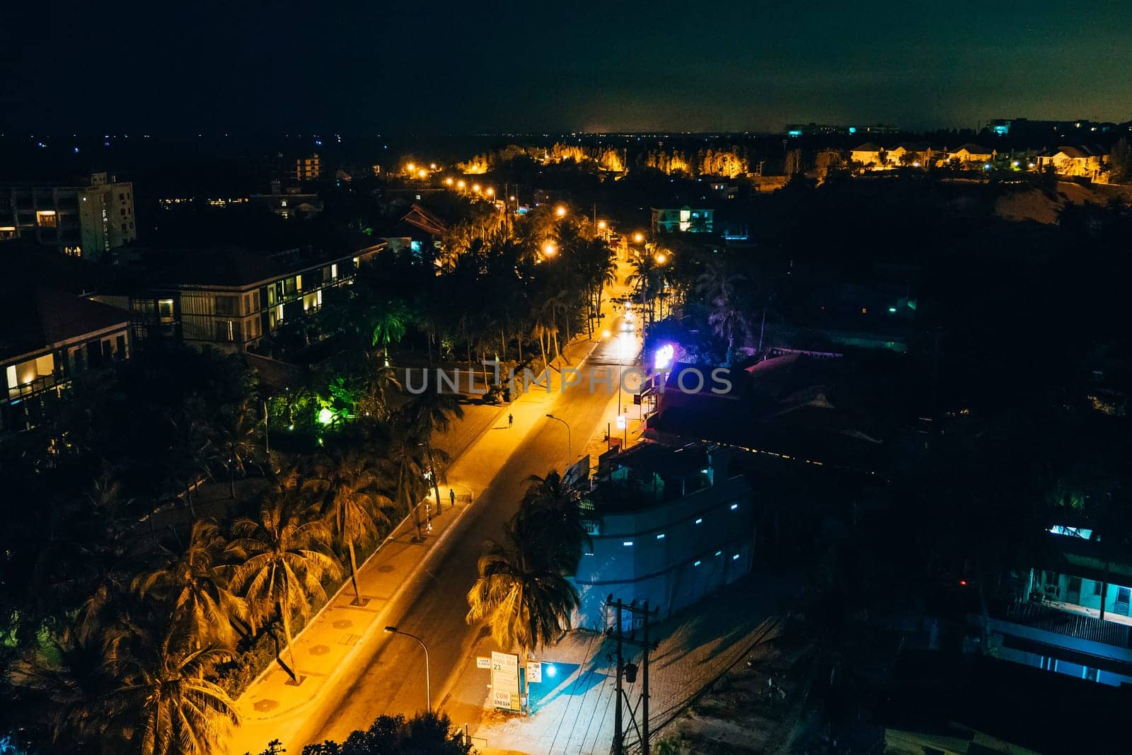 MUI NE, VIETNAM - CIRCA MARCH 2017: View of the resort area in Mui Ne in Vietnam from the top of the roof of the hotel