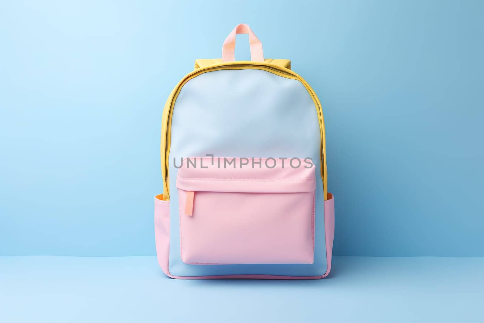 Pastel colored backpack, perfect for modern school or fashion themes. Back to school concept. Generative AI. by creativebird