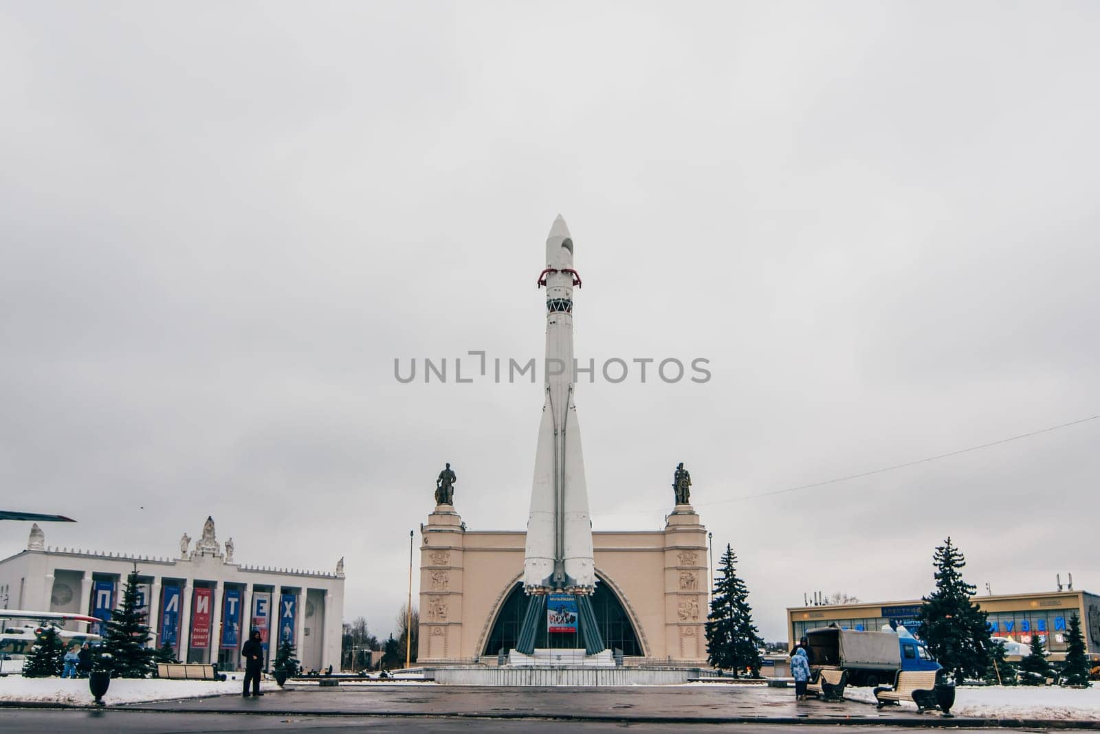 MOSCOW, RUSSIA - DECEMBER 25, 2016: VDNH, Monument to Soviet rocket Vostok in Moscow, VVC. Russia