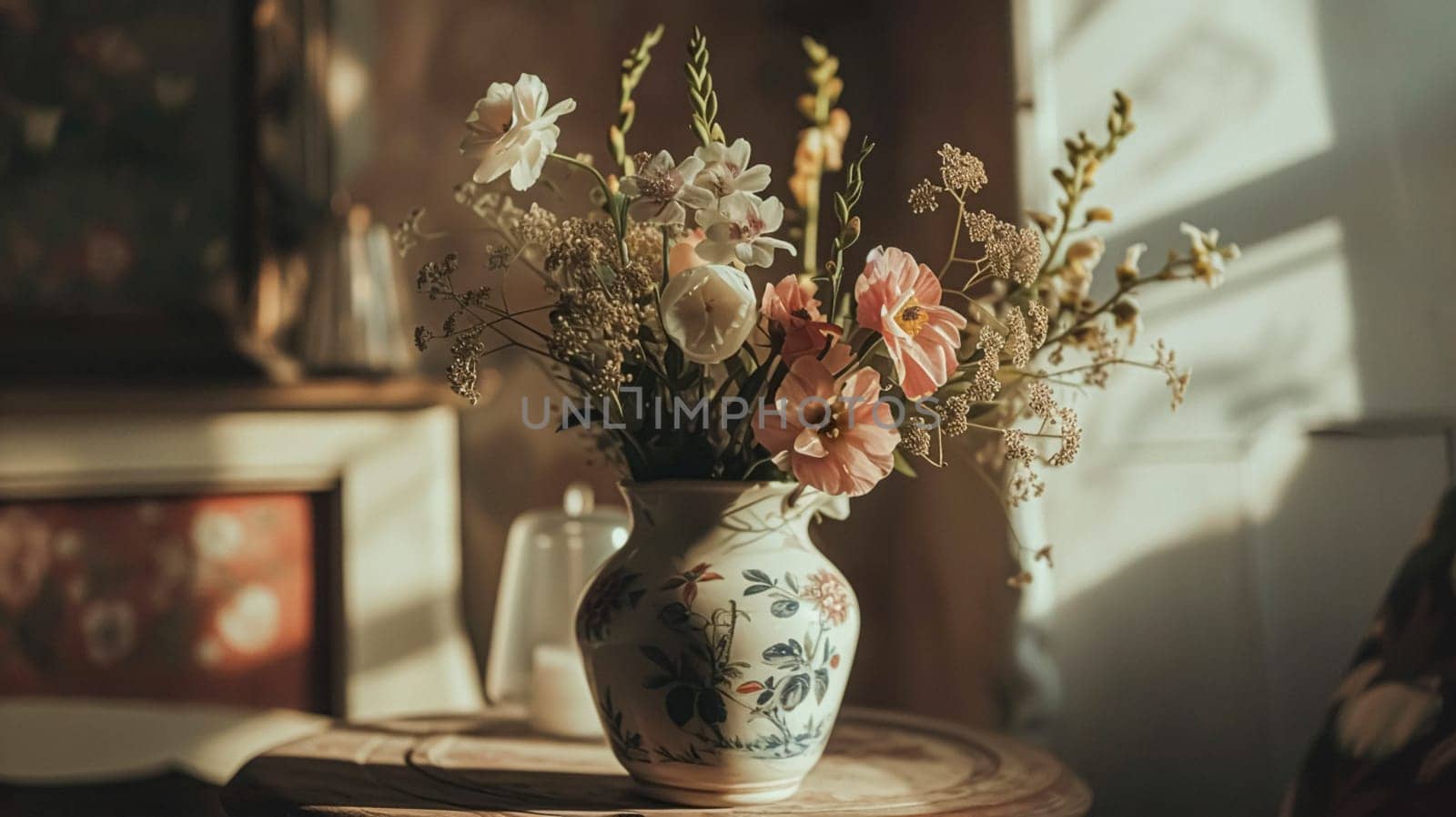 Spring flowers in vintage vase, beautiful floral arrangement, home decor, wedding and florist design