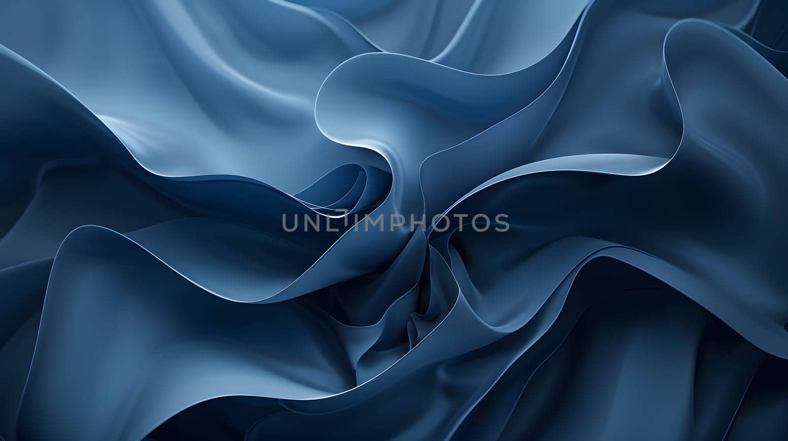 Close up of electric blue fabric with swirl pattern resembling a petal in water by Nadtochiy