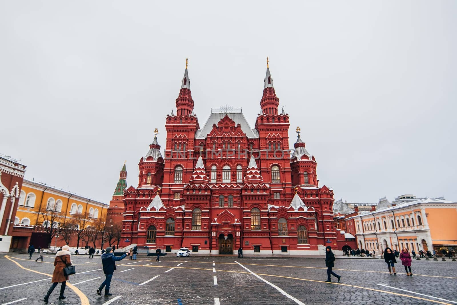 MOSCOW, RUSSIA - DECEMBER 23, 2016: State Historical Museum on Red Square in Moscow, Russia. Winter day