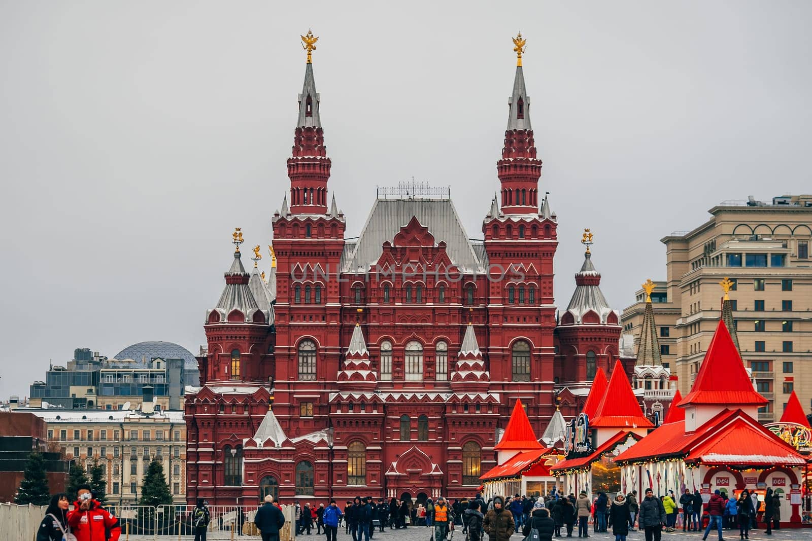 MOSCOW, RUSSIA - DECEMBER 23, 2016: State Historical Museum on Red Square in Moscow, Russia. Winter day