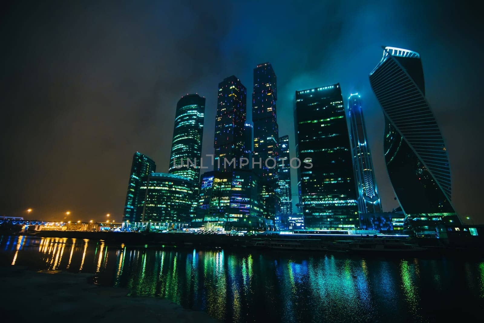 Moscow-city. Moscow International Business Center at night. Russia