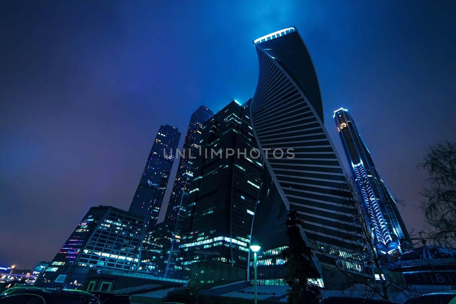 MOSCOW, RUSSIA - DECEMBER 25, 2016: Moscow-city. Moscow International Business Center at night. Russia