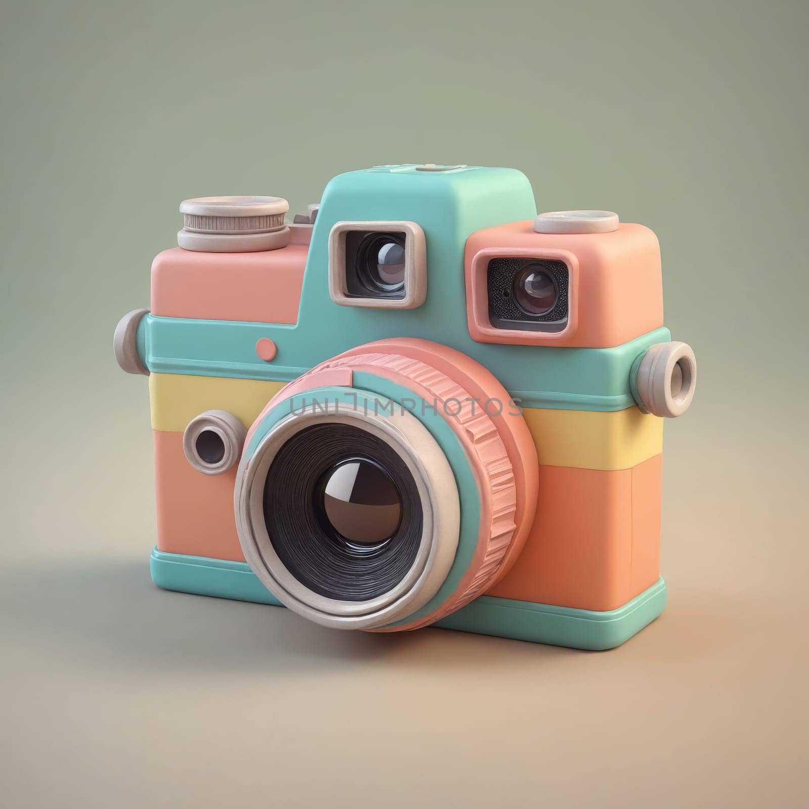 A colorful digital camera rests on a table, ready for action by Andre1ns