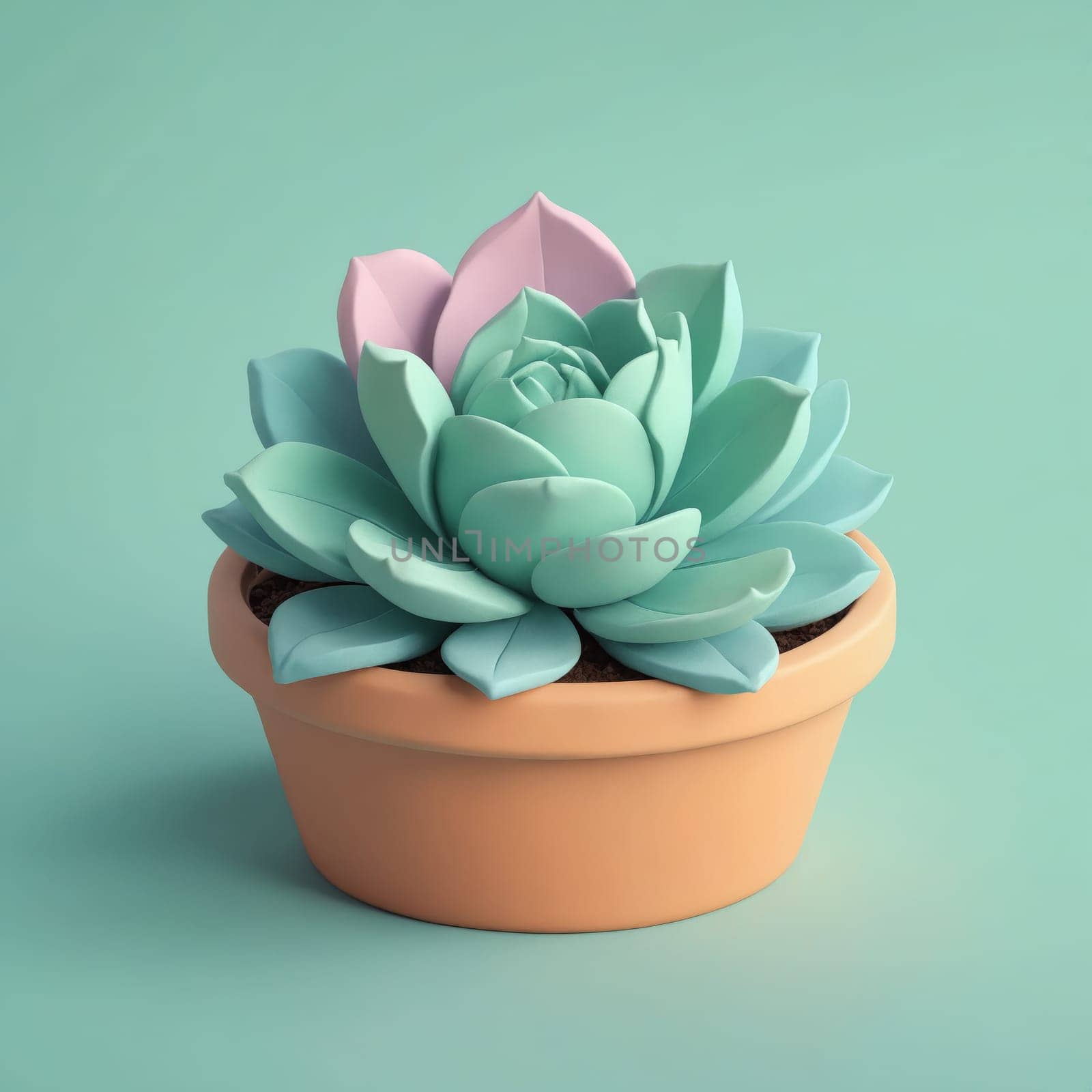A flowering plant in a ceramic flowerpot on an electric blue background by Andre1ns