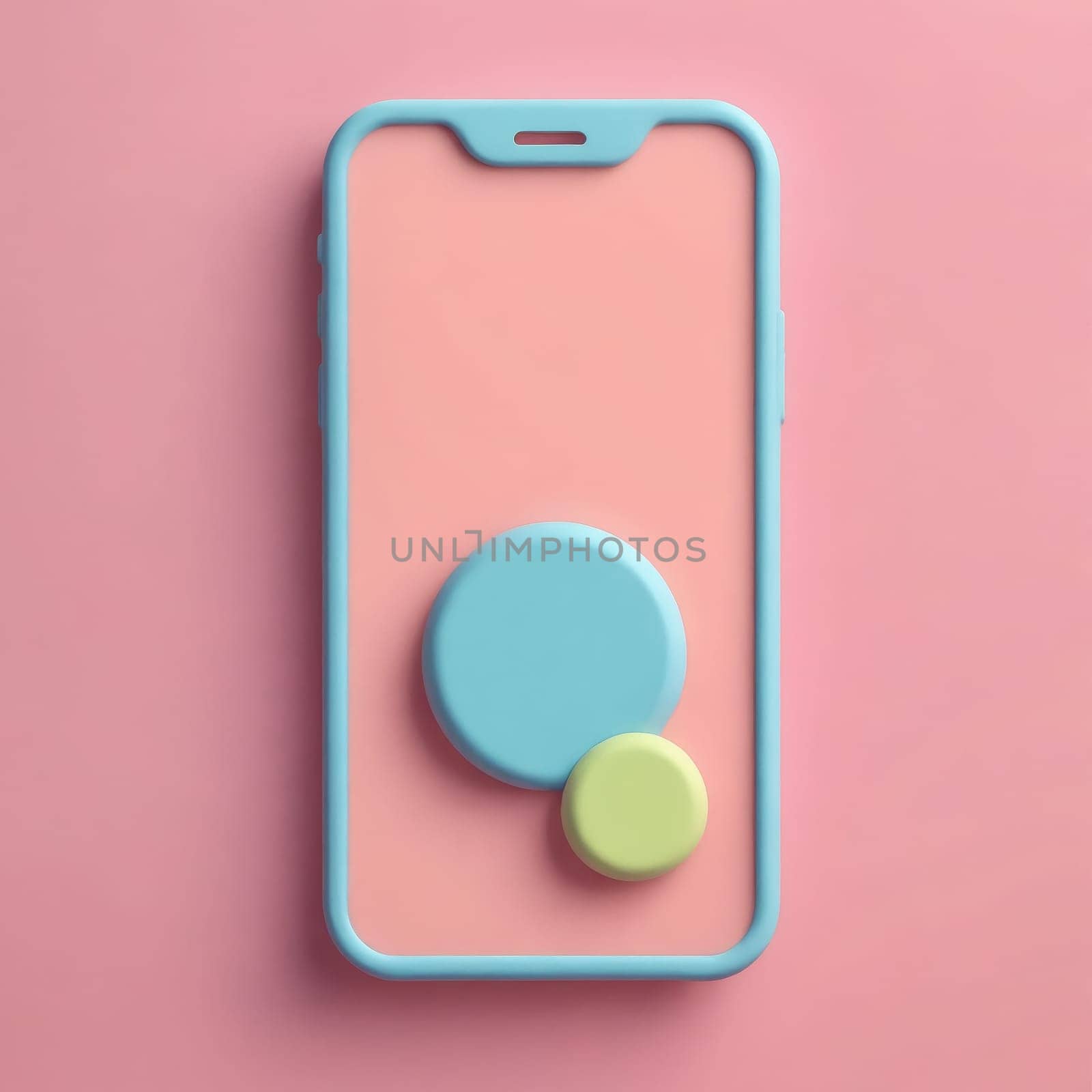 a smart phone with two circles on the screen on a pink background by Andre1ns