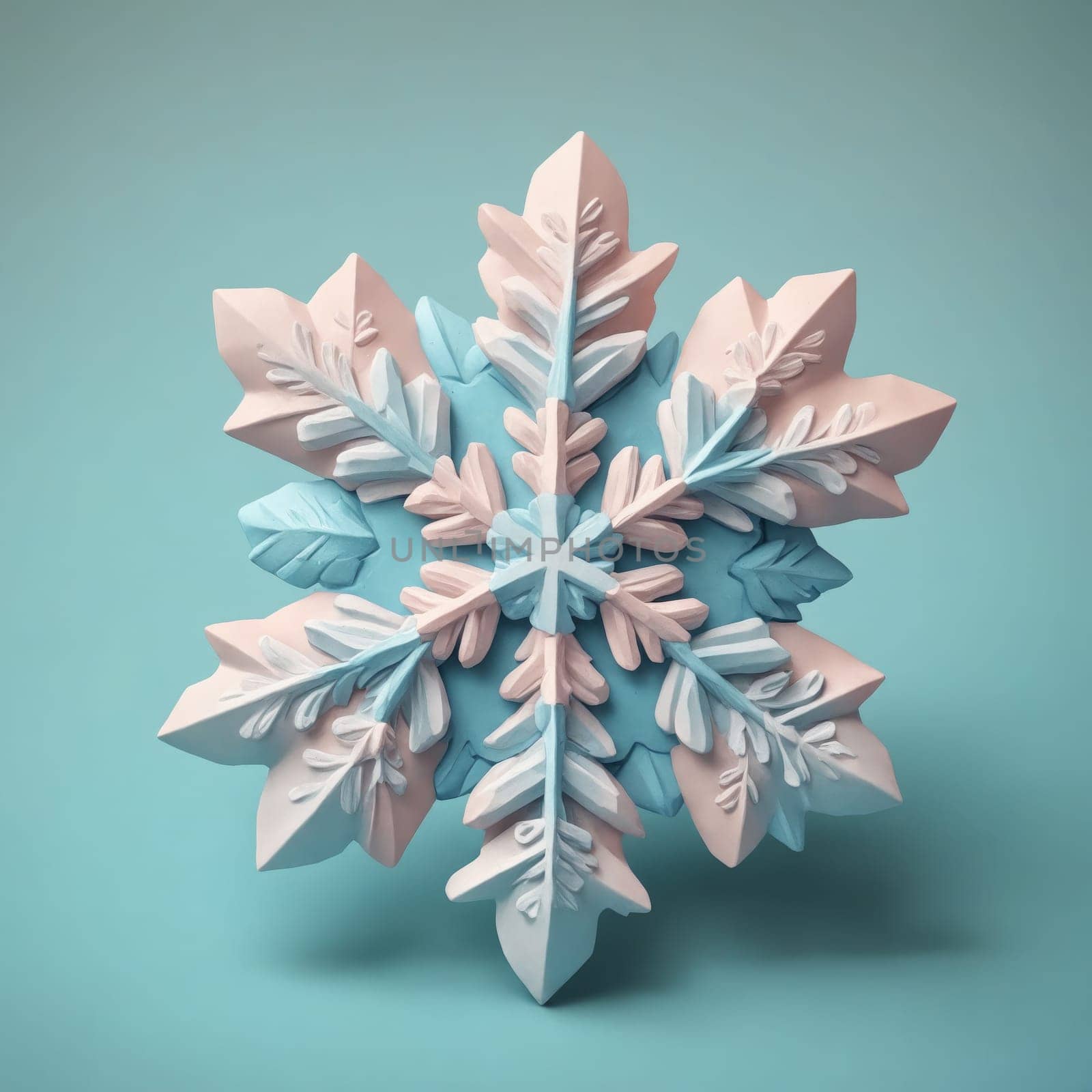 3D rendering of a snowflake on an electric blue background by Andre1ns