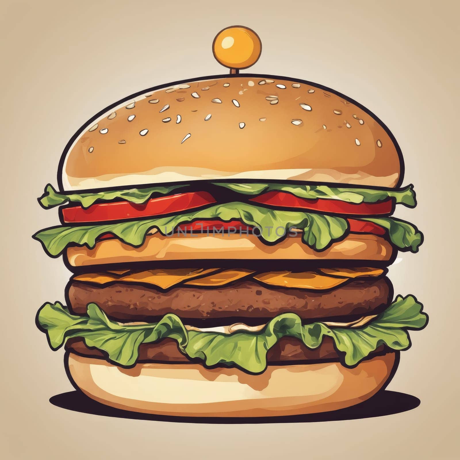 Simple yet appetizing, this burger drawing melds art with the universal love for a good, hearty sandwich.