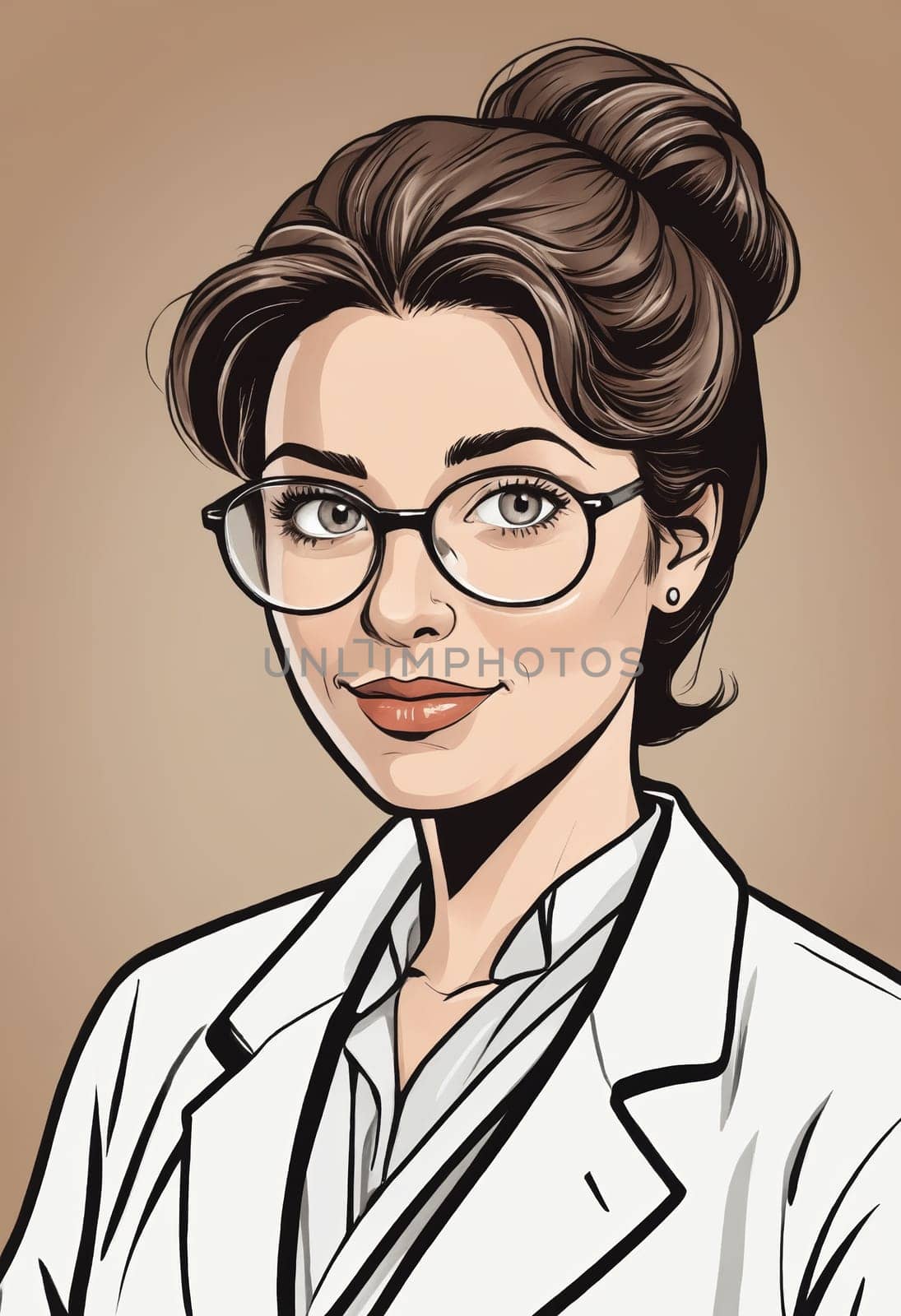 Professional Poise: Digital Portrait of a Person in White Coat by Andre1ns