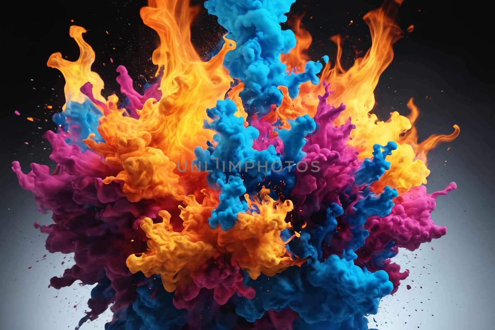 Colorful Symphony: Dynamic Ink Explosion Against Black Background by Andre1ns