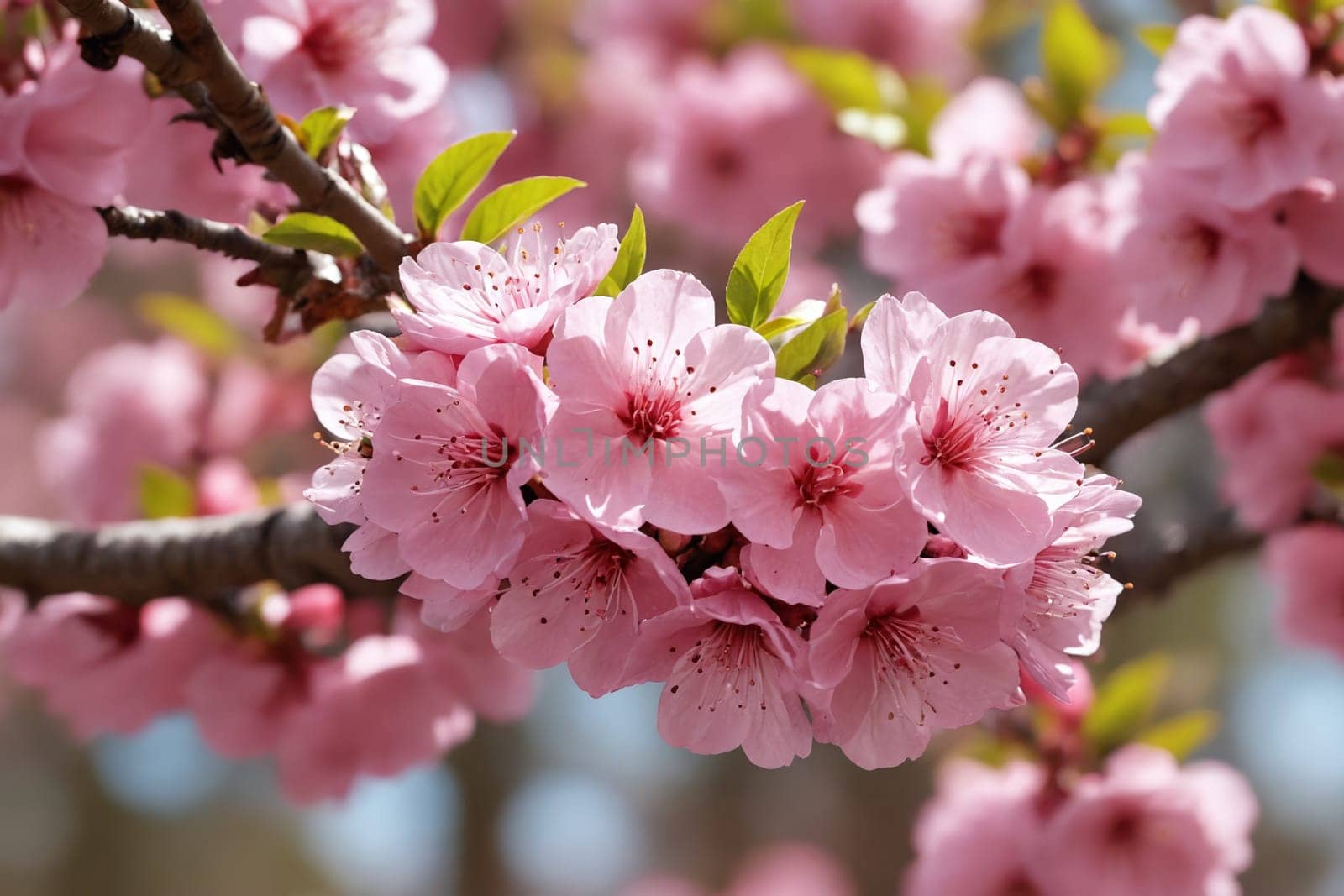 A celebration of transience and beauty, these cherry blossoms exude vibrant color under the clear blue sky.