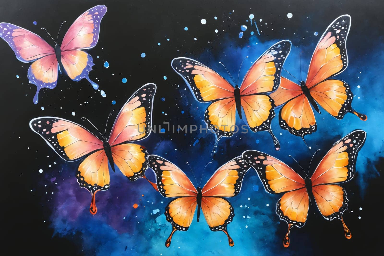 Flourish of Colorful Butterflies in Abstract Realm. by Andre1ns