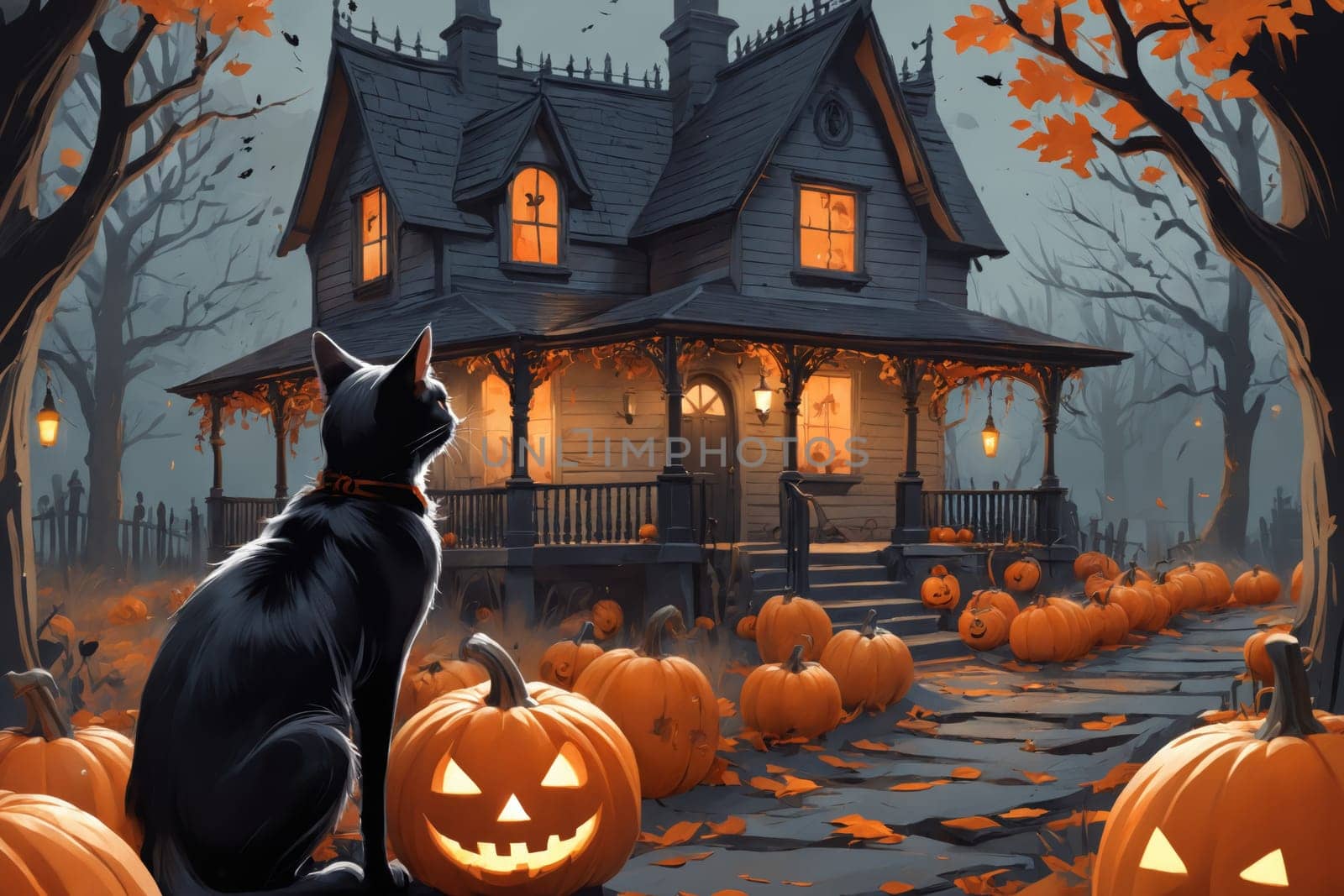 'Basking in the Halloween Spirit: Celebrations at the Haunted House'. by Andre1ns