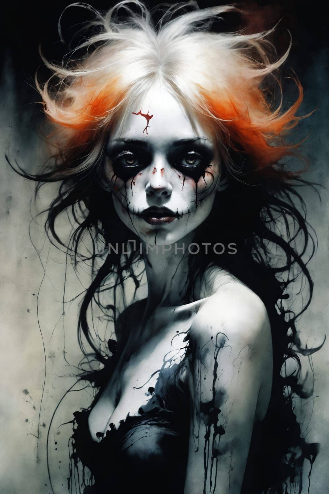 The Turmoil Within: Dramatic Hair and Splashed Colors Portrait by Andre1ns