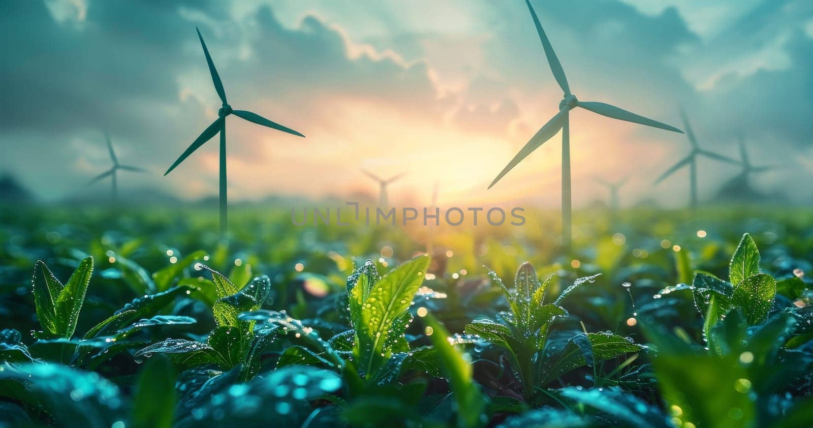 A small house is on a hill with two windmills in the background by AI generated image.