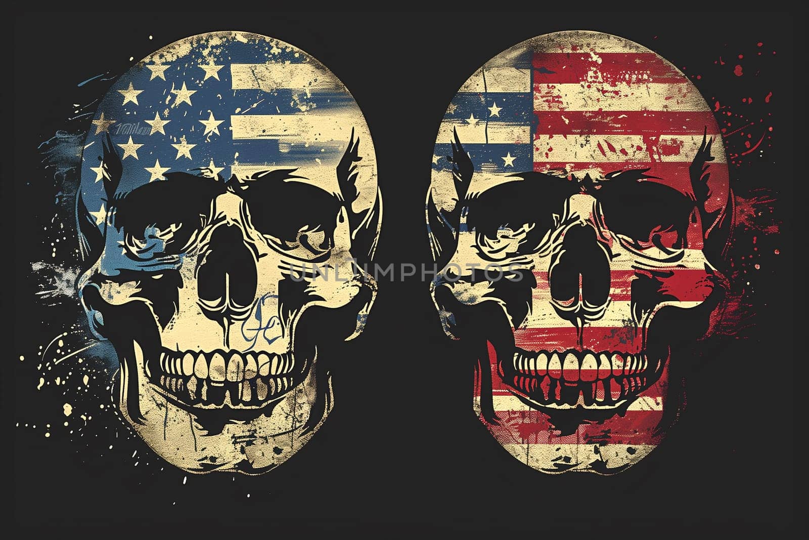 American Patriotic Skulls Representing Biker Culture on World Motorcycle Day by Sd28DimoN_1976