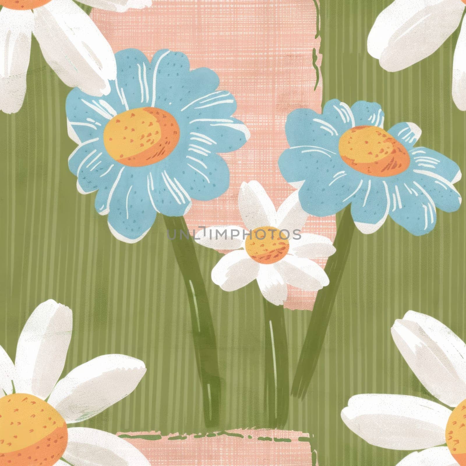 Beautiful Summer Delicate Floral Seamless Pattern. Pastel Pink and Green Wild Flowers Background Texture. Ai generated