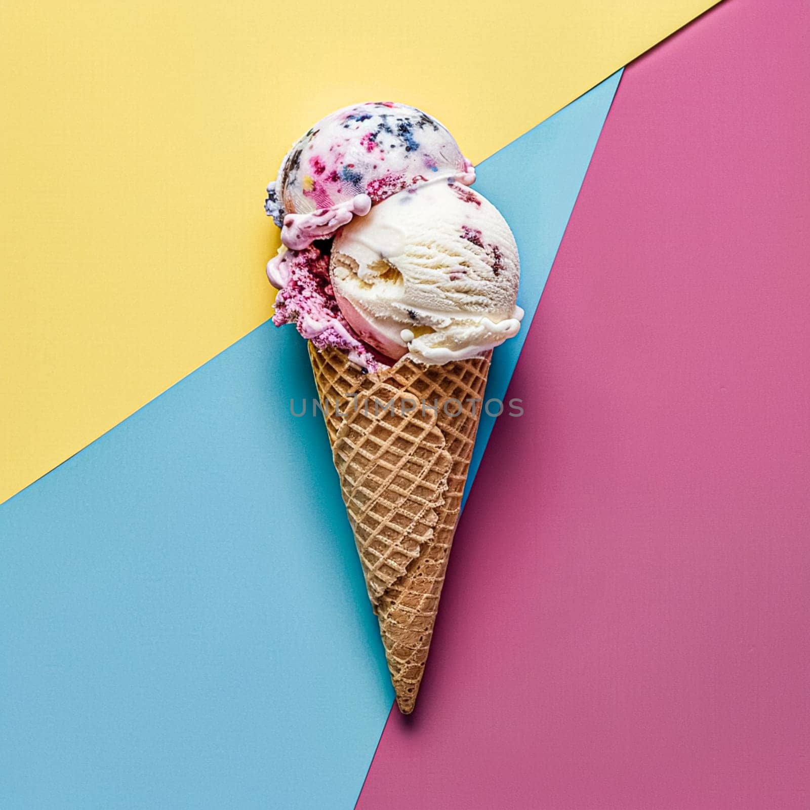 Ice cream colourful summer treat, sweet dessert in summertime, holiday food idea