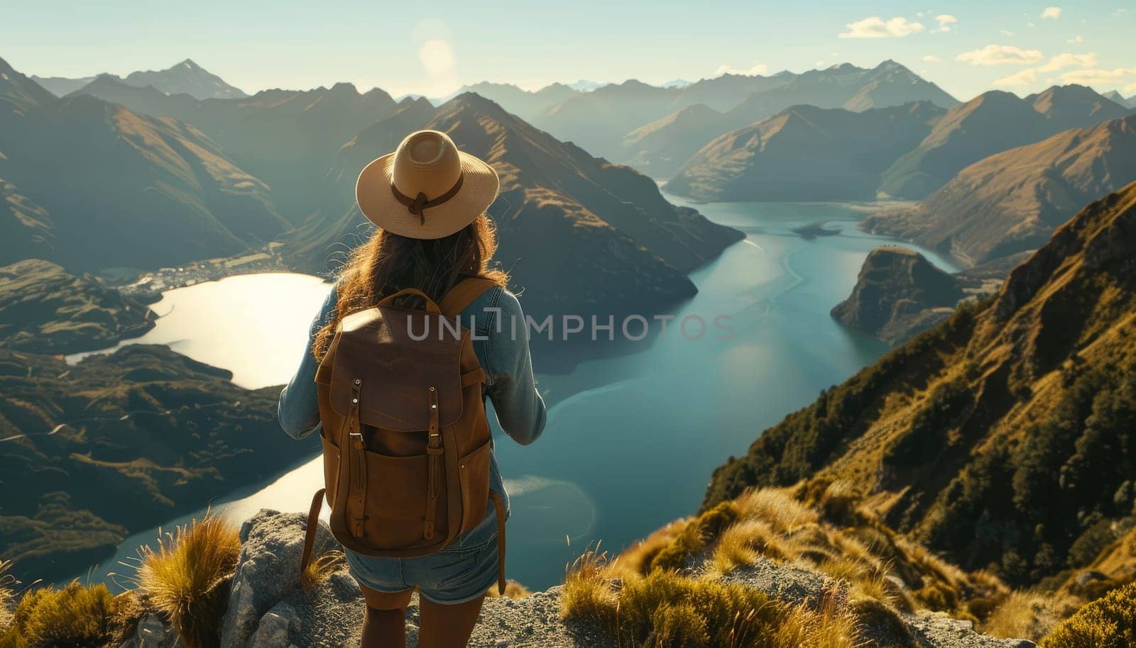 A woman wearing a straw hat by AI generated image.