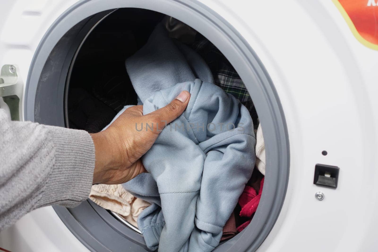 close up of cloths in a washing machine