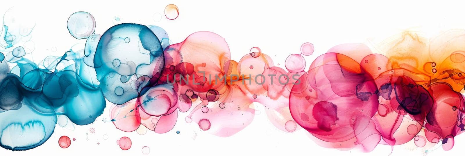 A colorful painting of many different colored bubbles by AI generated image by wichayada