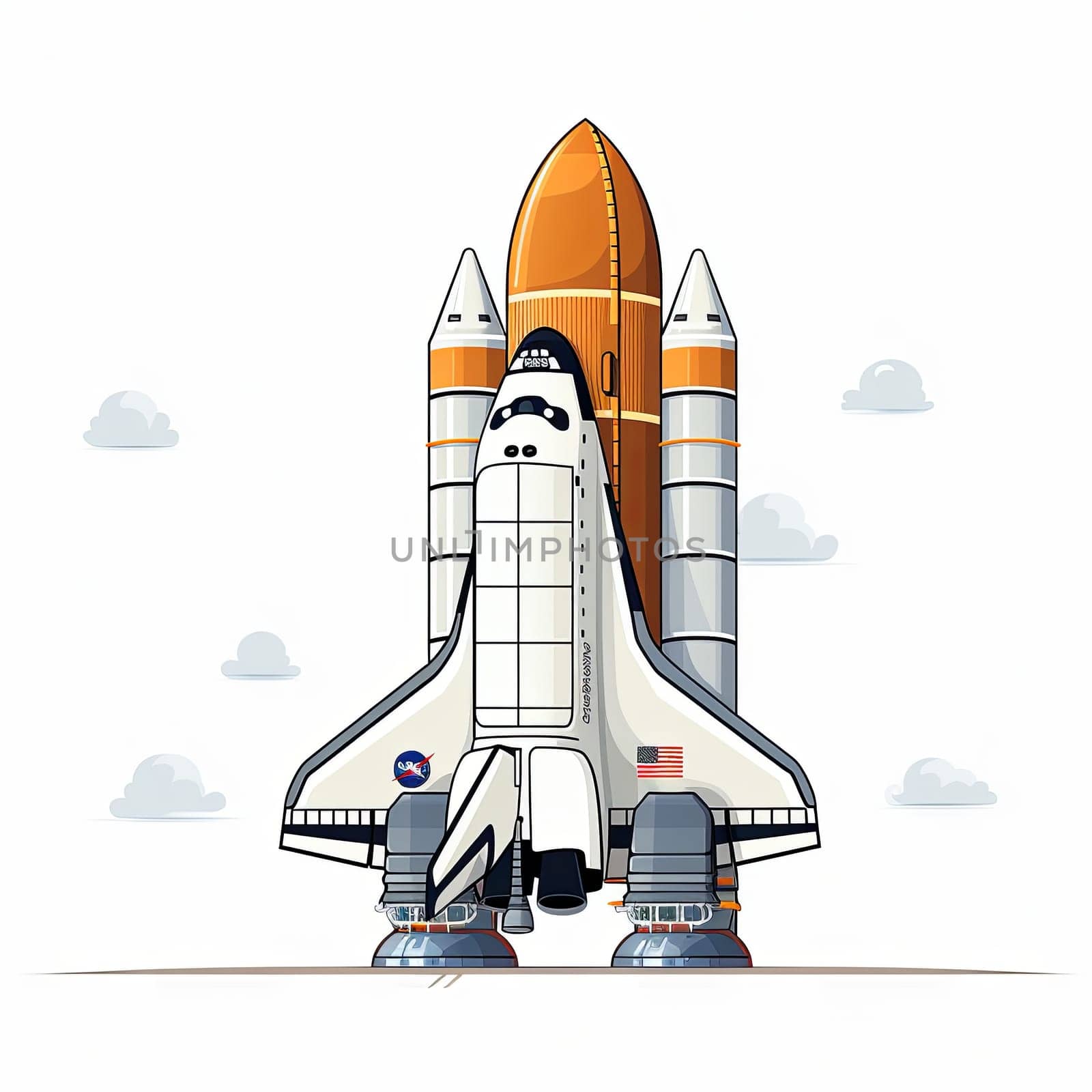 Space Shuttle and Rocket Isolated on White Background. by Rina_Dozornaya