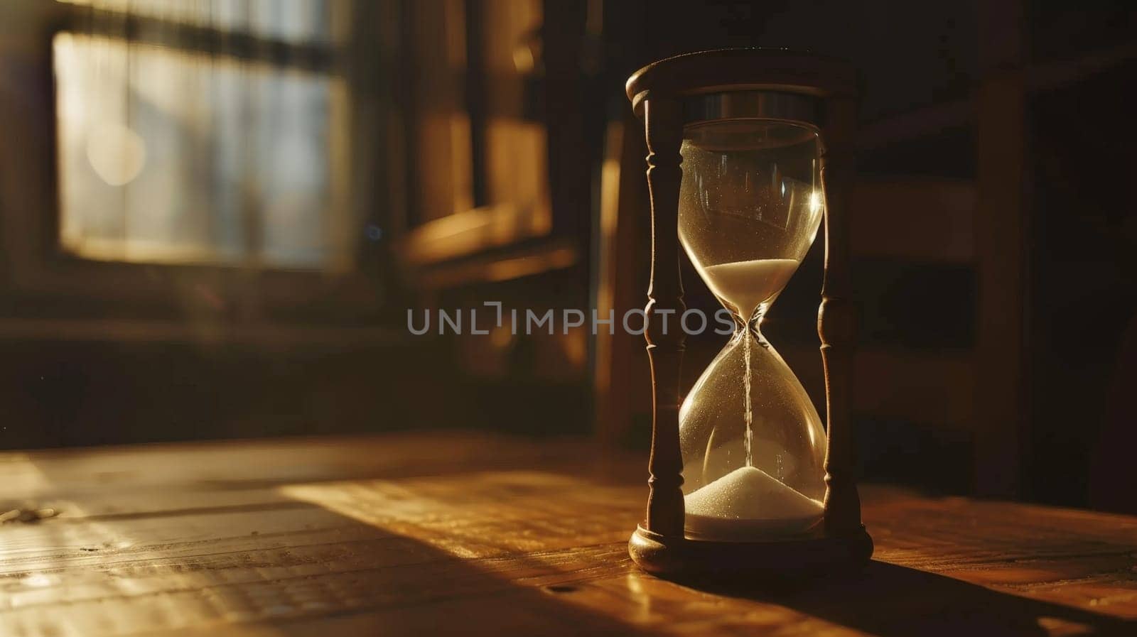 An hourglass, Cinematic photo of An hourglass representing reduced working time by nijieimu