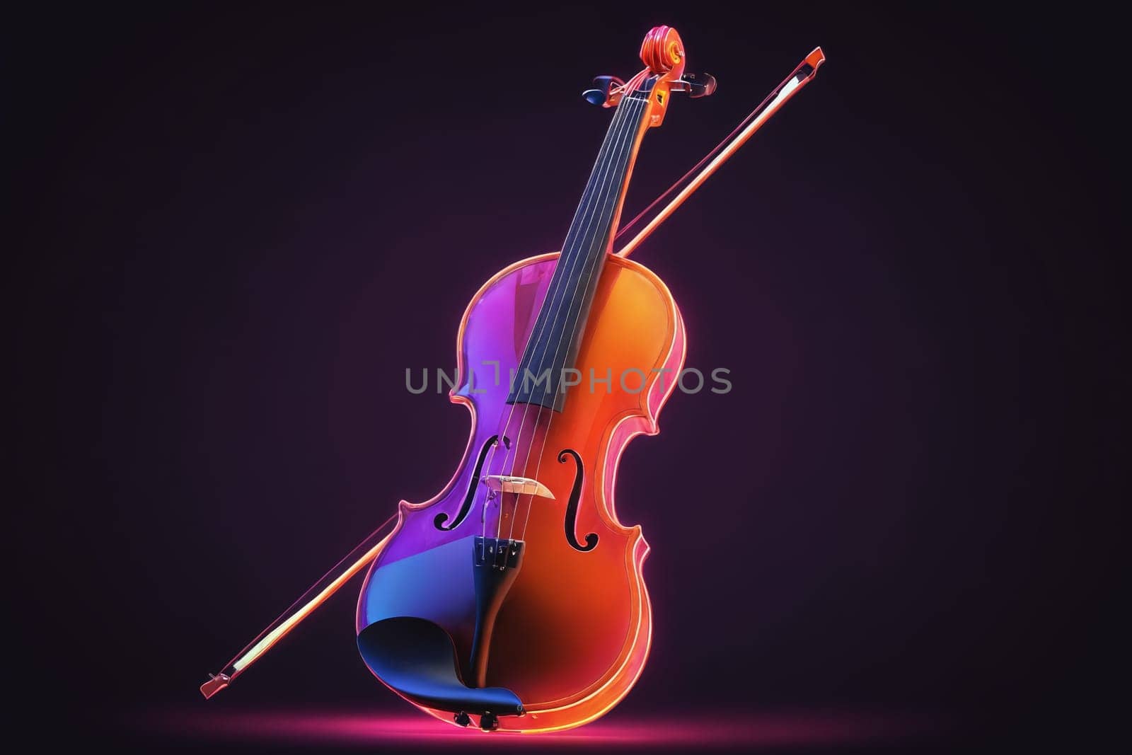 Neon Glow: Violin and Bow in a Symphony of Purple Light by Andre1ns