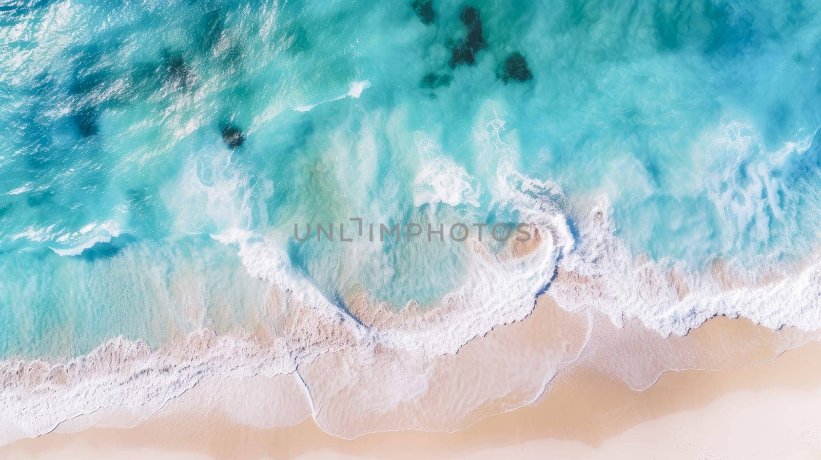 Beach with white sand and azure blue water on the island. Beautiful landscape, picture, phone screensaver, copy space, advertising, travel agency, tourism, solitude with nature, without people