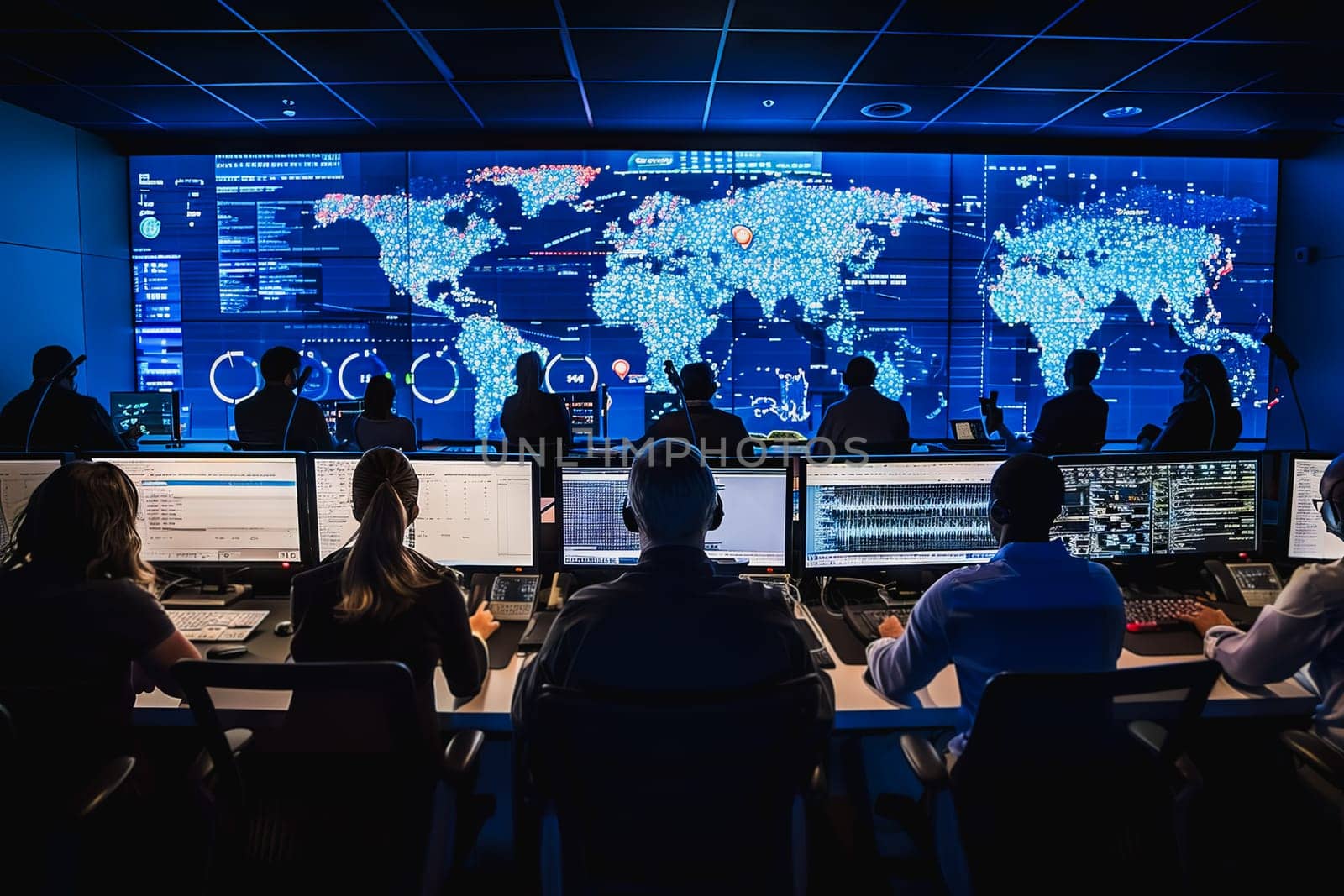 war room center technology, monitor Cyber security threats room