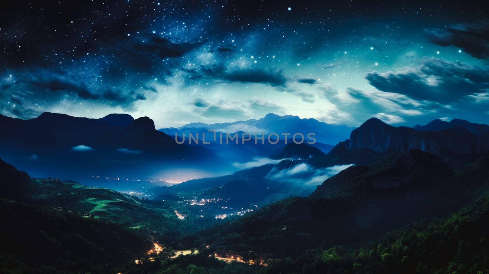 Beautiful night landscape with stars over the water. Beautiful Milky Way in the sky on a summer day by Alla_Yurtayeva