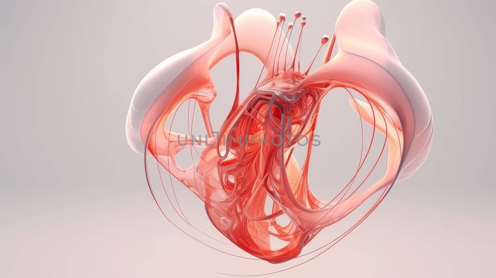 Anatomical model of the human body and organs. Part of a human body model with organ system. 3D modeling in the field of internal organ transplantation. Technologies in medicine and scientific research of the body, the study of human internal organs