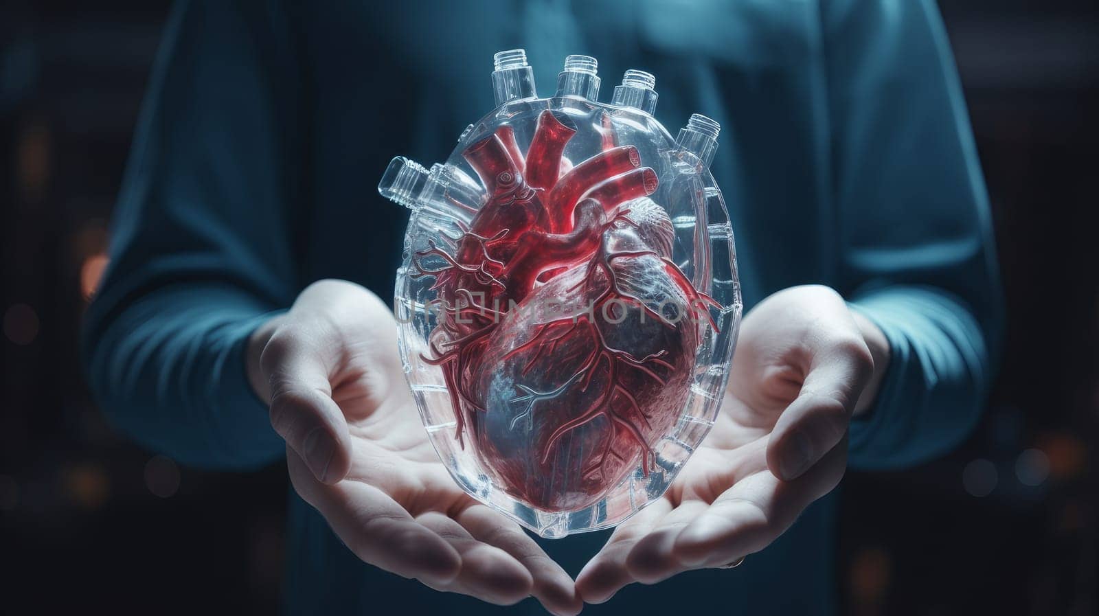 Human heart model,concept of cardiology, health care, human organ transplant. by Alla_Yurtayeva