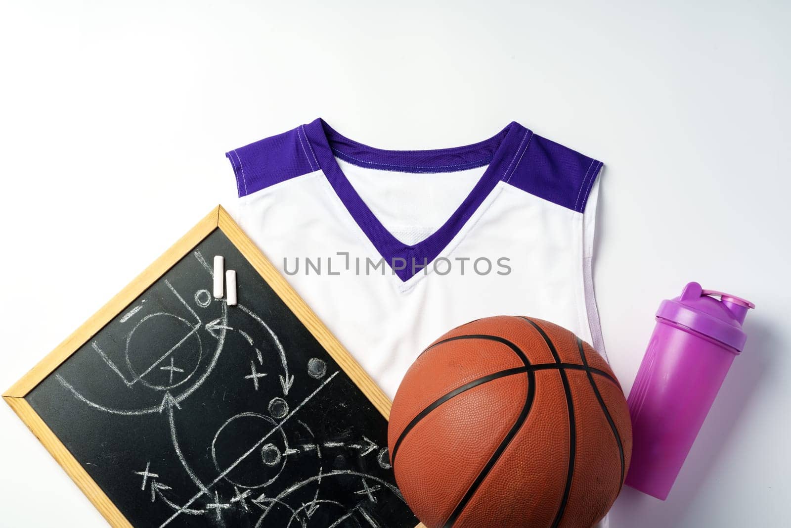 Basketball uniform on white background top view flat lay