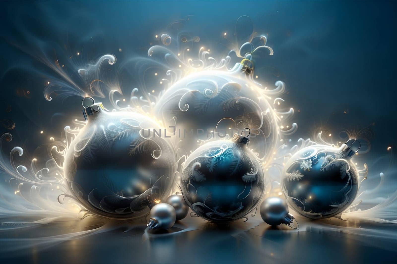 New Year greeting card with New Year balls .