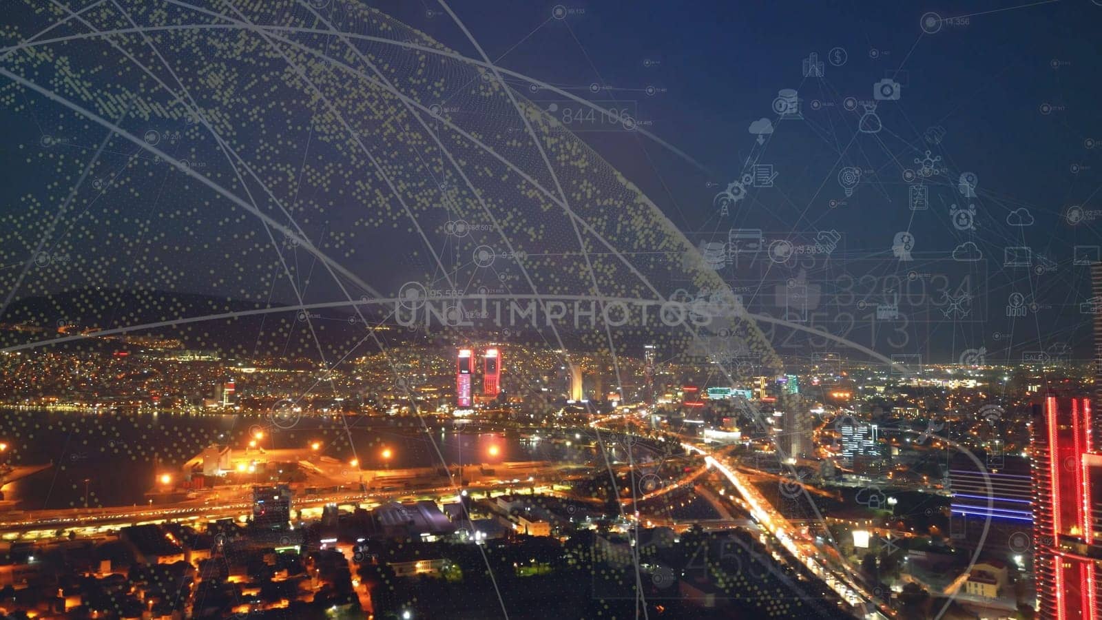 Smart city and communication network concept. 5G. LPWA Low Power Wide Are. Wireless communication. High quality photo