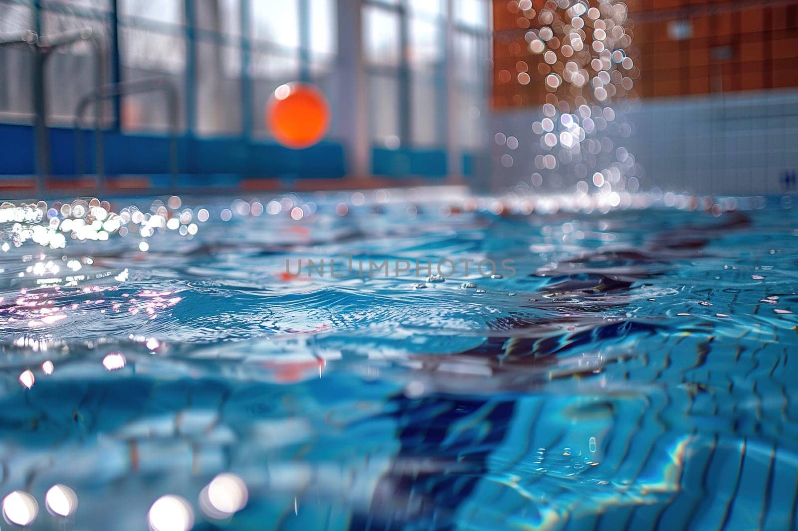 Close-up of water splashing in a sports pool.