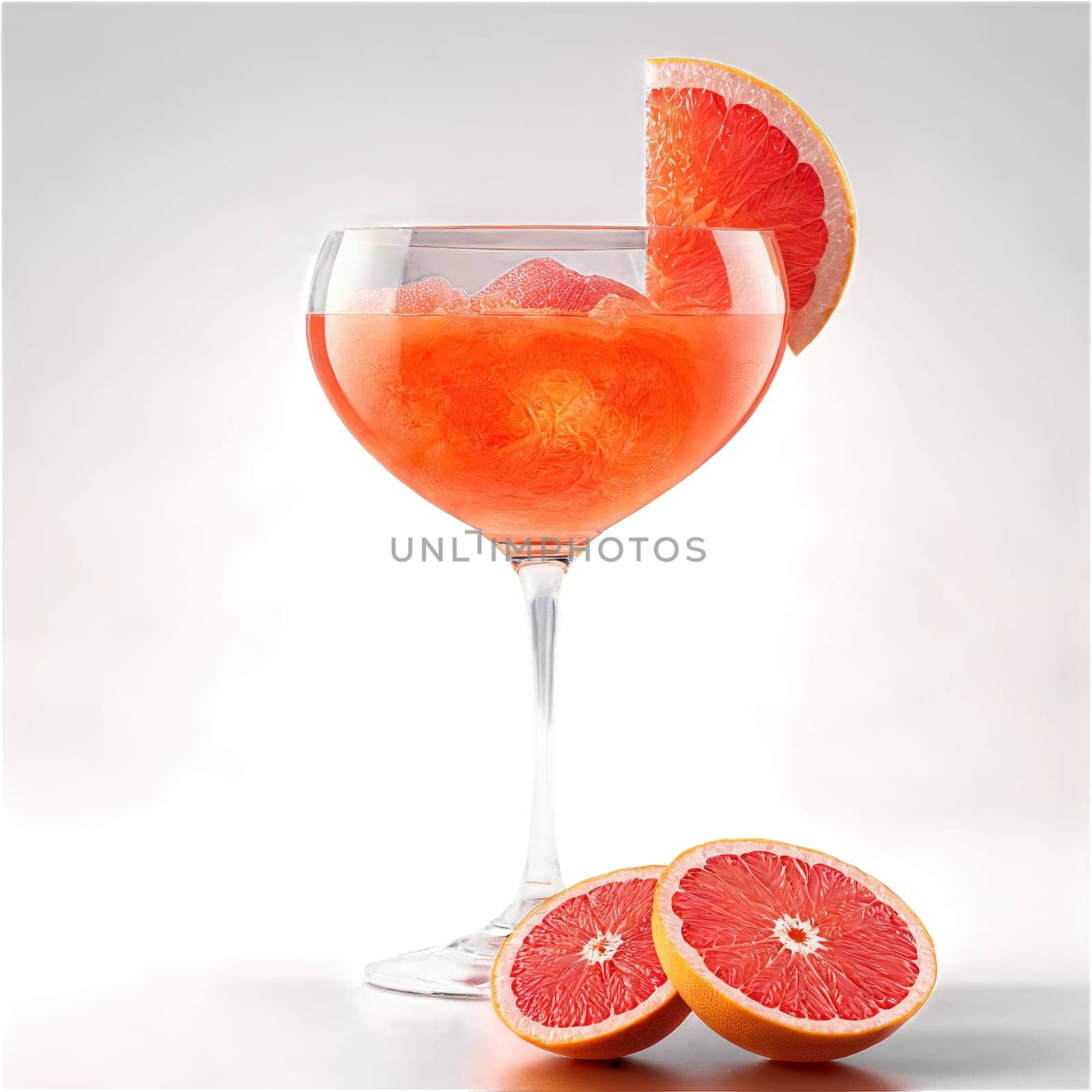 Aperol frose frozen and bittersweet with grapefruit segments and rose wine dancing in an Itali by panophotograph