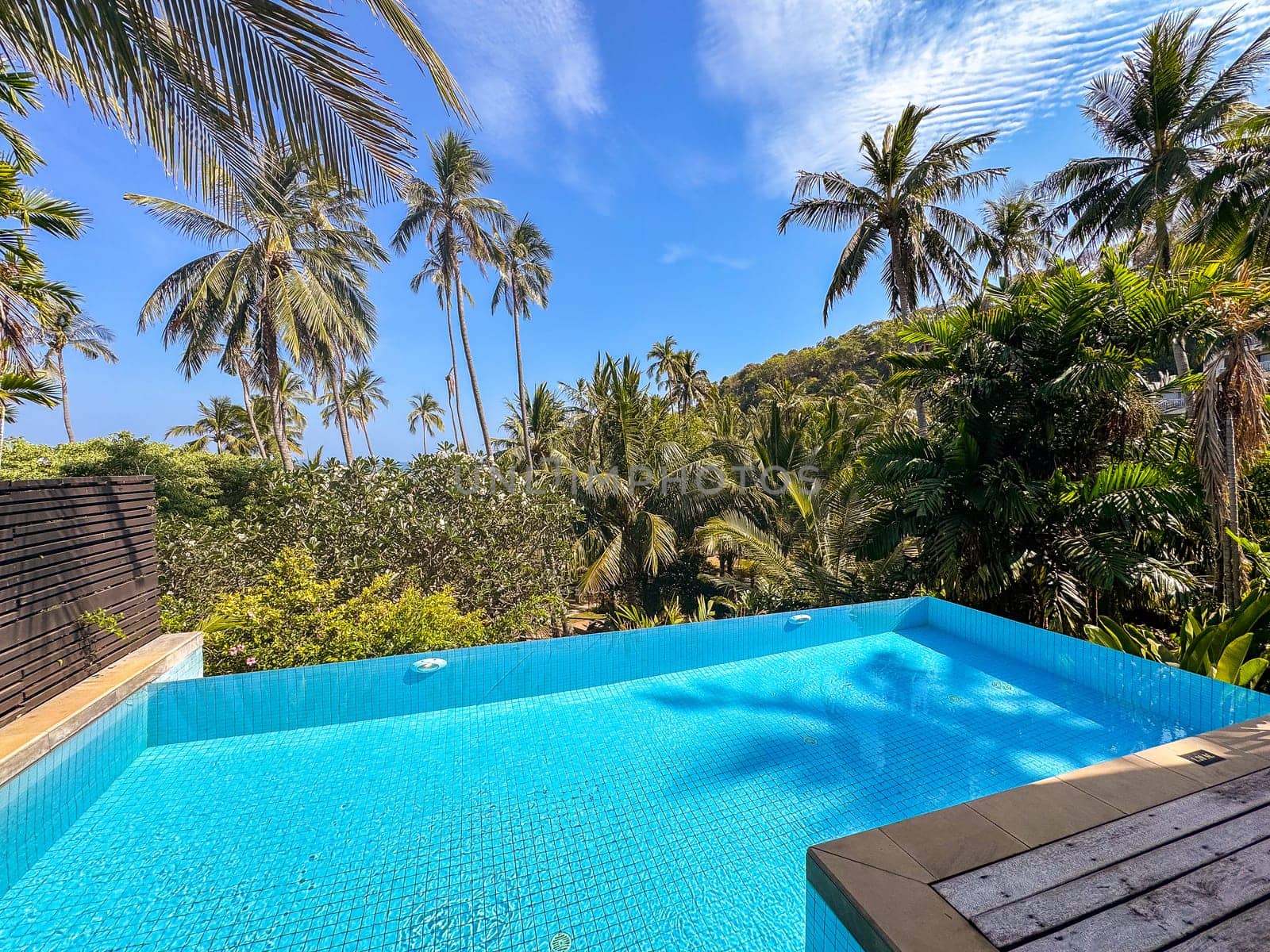 View of a pool resort in Panwa beach in Phuket, Thailand, south east asia