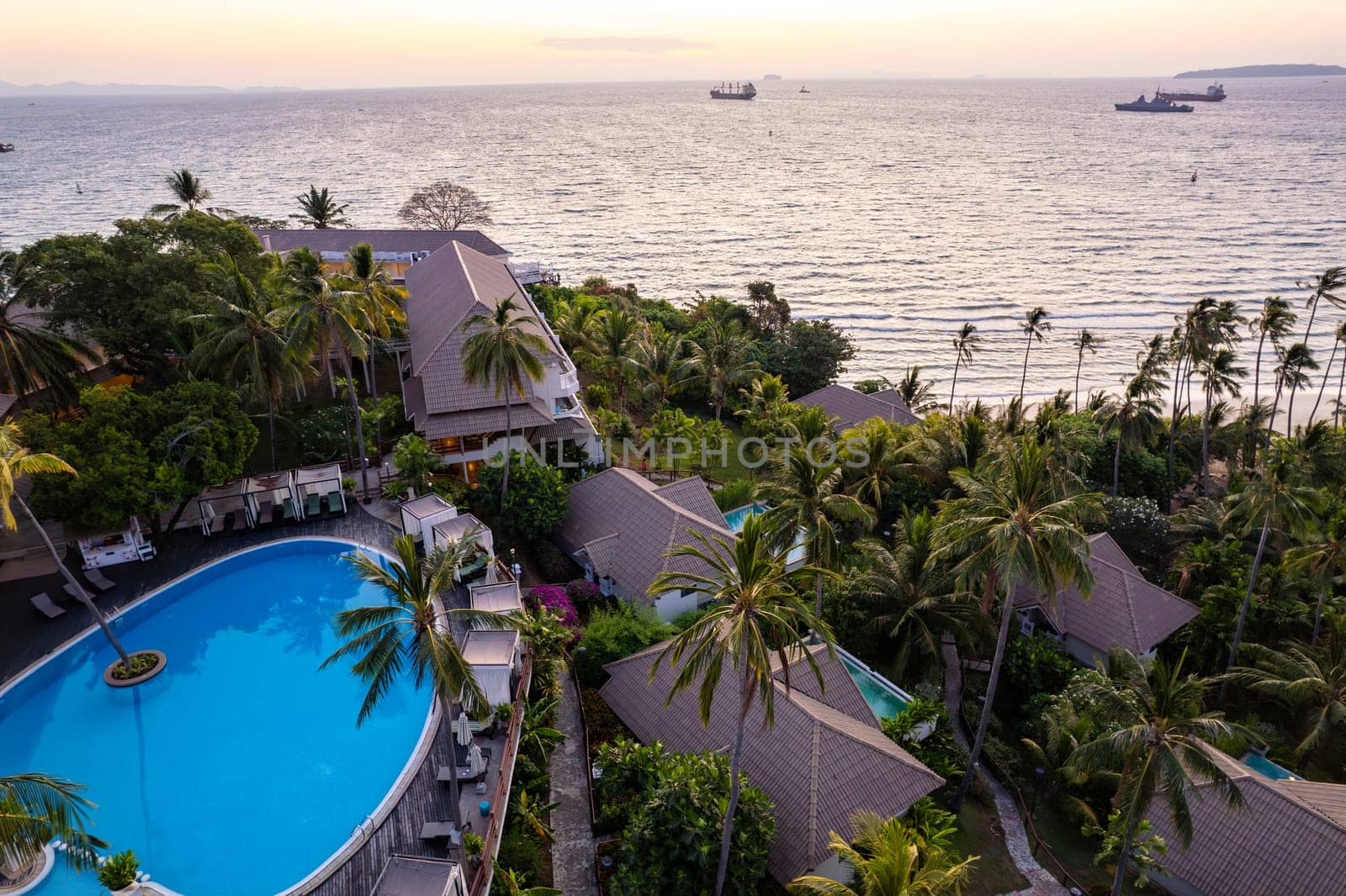 View of a pool resort in Panwa beach in Phuket, Thailand, south east asia