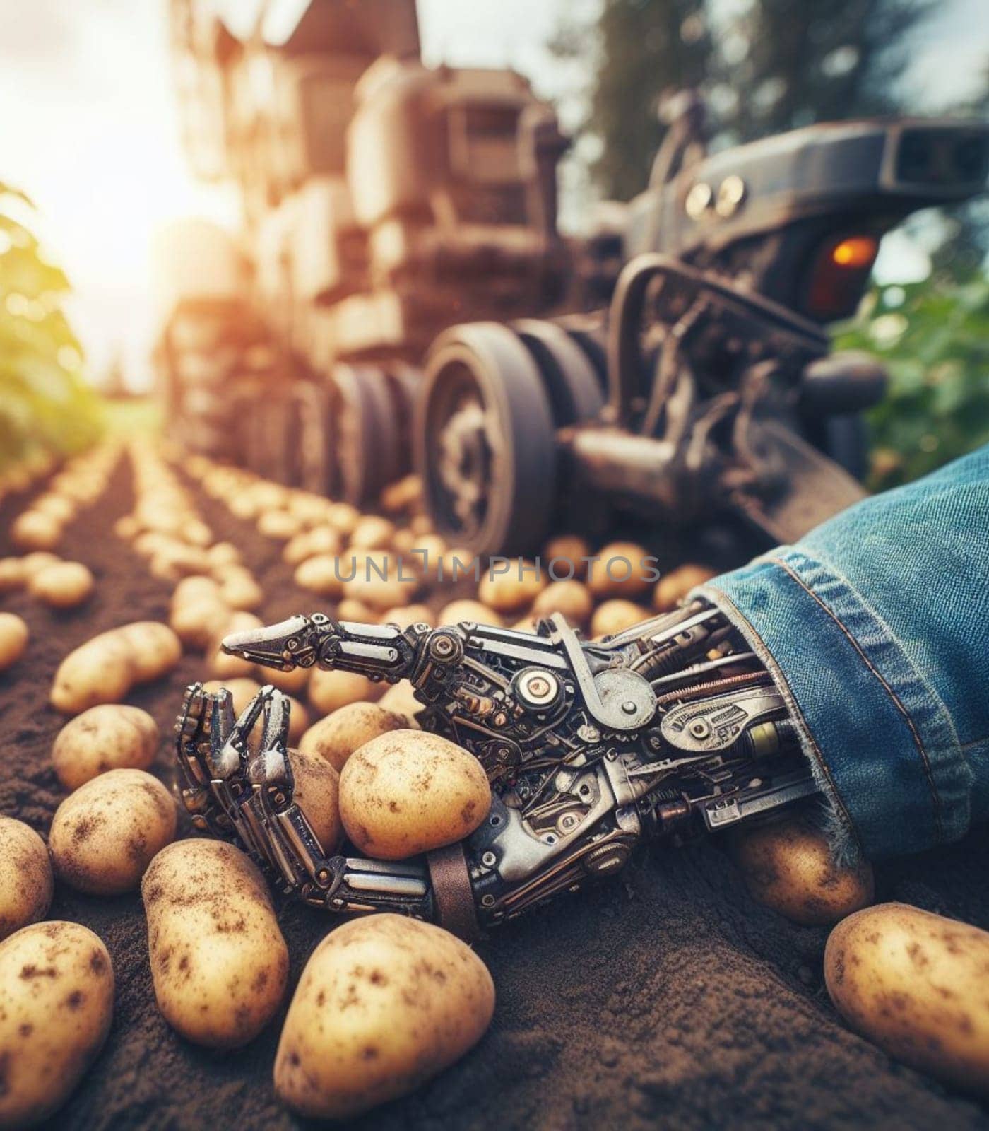 robot working in the farm vegetable garden to grow produce for human consumption by verbano