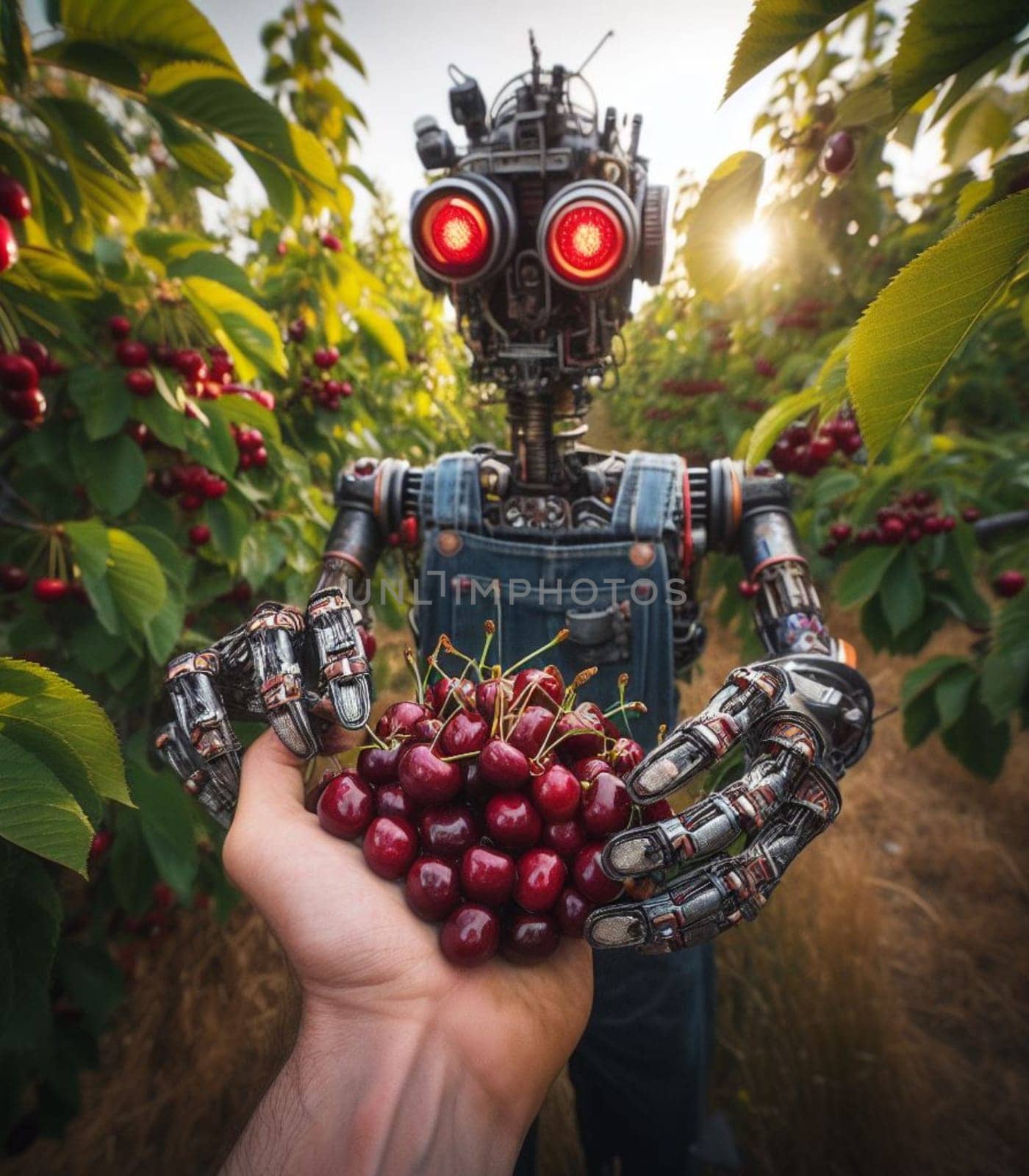 robot working in the farm vegetable garden to grow produce for human consumption by verbano